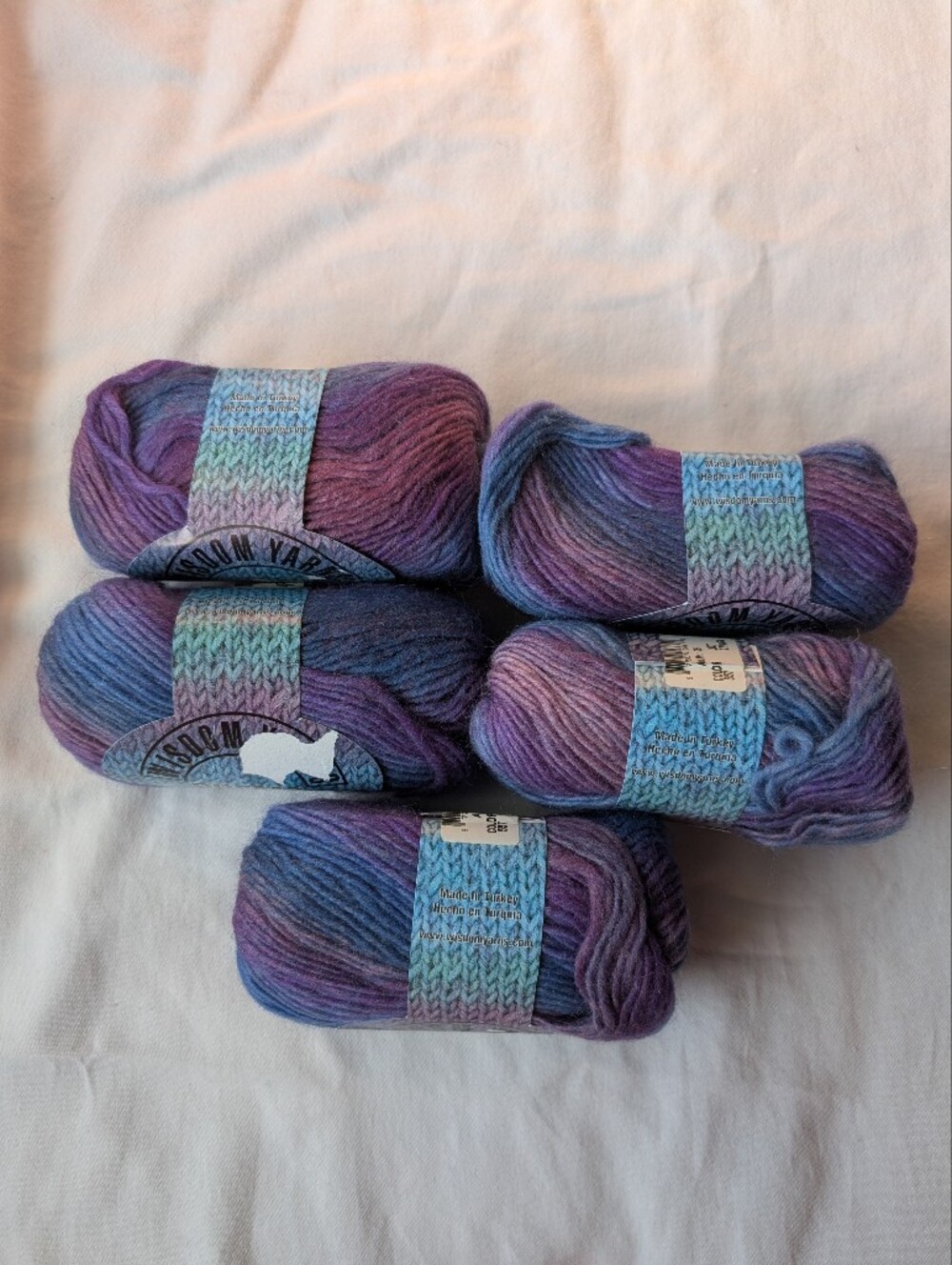 Universal Yarn Poems Wool Yarn Blue Purple Pink Colorway - 5 Skeins - Picture 9 of 9